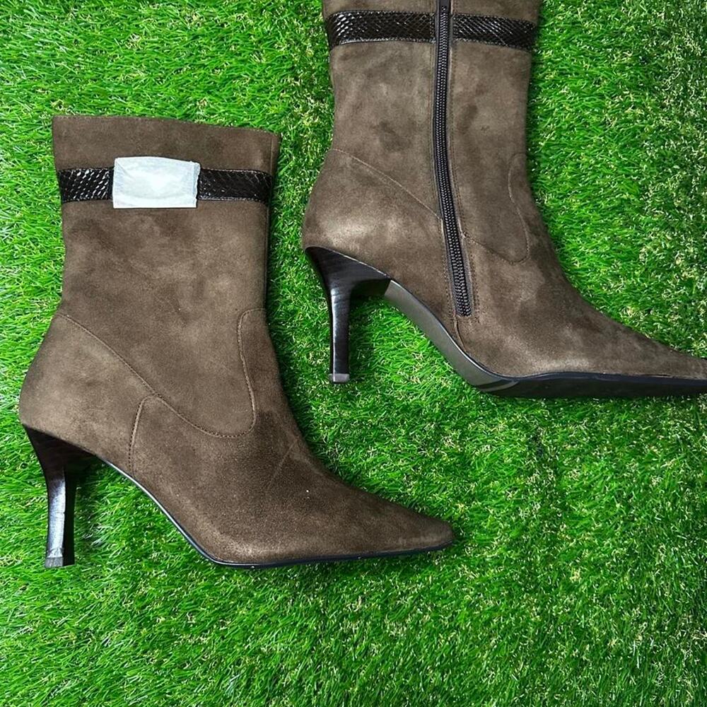 Brown pure suede ankle boots